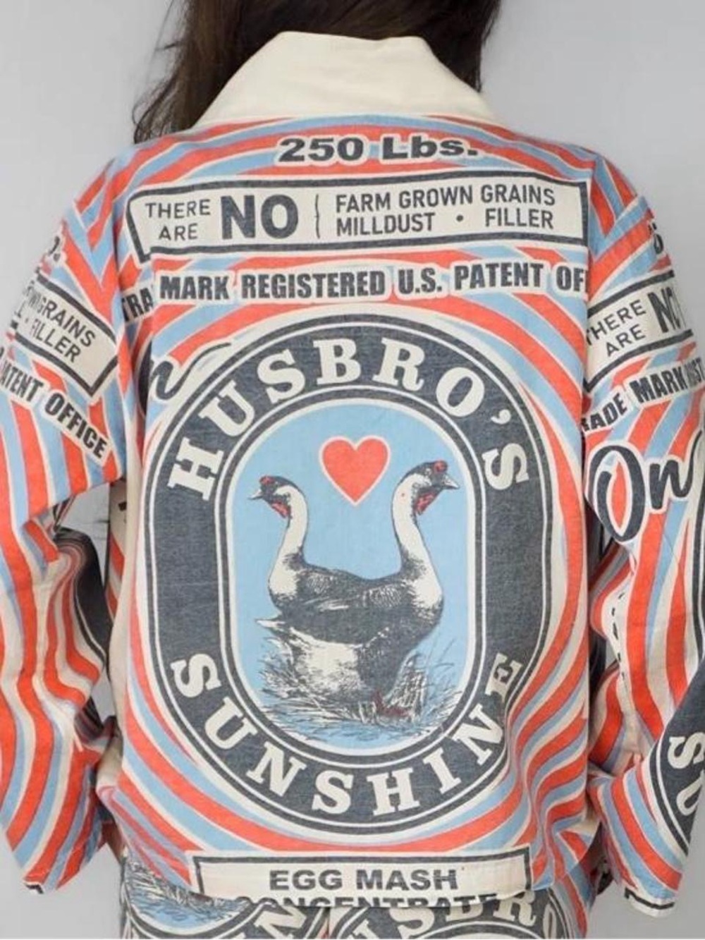 Novelty Vintage Feed Sack Cotton Muslin Rustic Kimono One Size Boho Retro Farmer